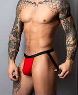 Male Power Hot Mesh Jock Black L/XL on model showcasing modern design and comfort with stylish mesh fabric.