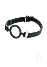 Fetish Fantasy Extreme Silicone O-Ring Gag 1.5 inch Black featuring adjustable strap and sturdy O-ring design.