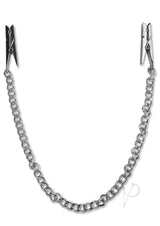 Fetish Fantasy Series Nipple Chain Clamps Silver with silver-toned chain and clamps for intimate play.