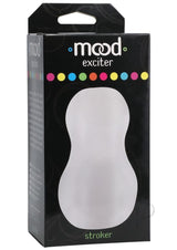 Mood Exciter Ultraskyn Masturbator Frost packaging featuring dual-entry stroker design.