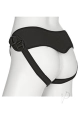 Vac-U-Lock Platinum Supreme Harness Black shown on mannequin, highlighting its adjustable straps and ergonomic design.