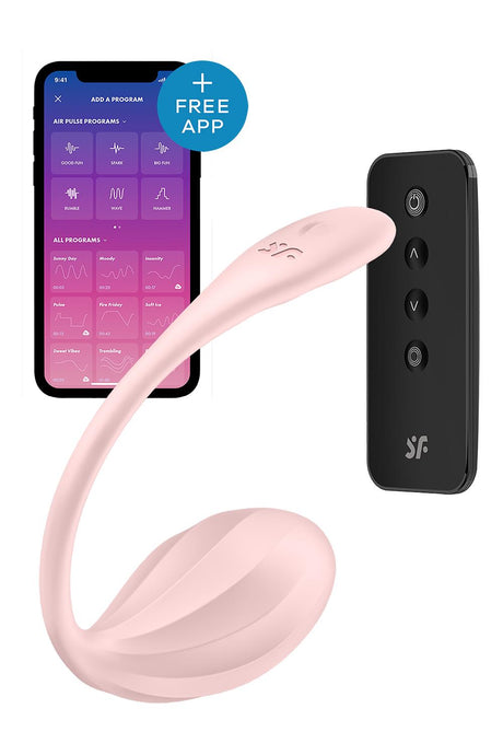 Satisfyer Ribbed Petal Wearable G-Spot Vibrator Rose with app and remote for powerful stimulation.