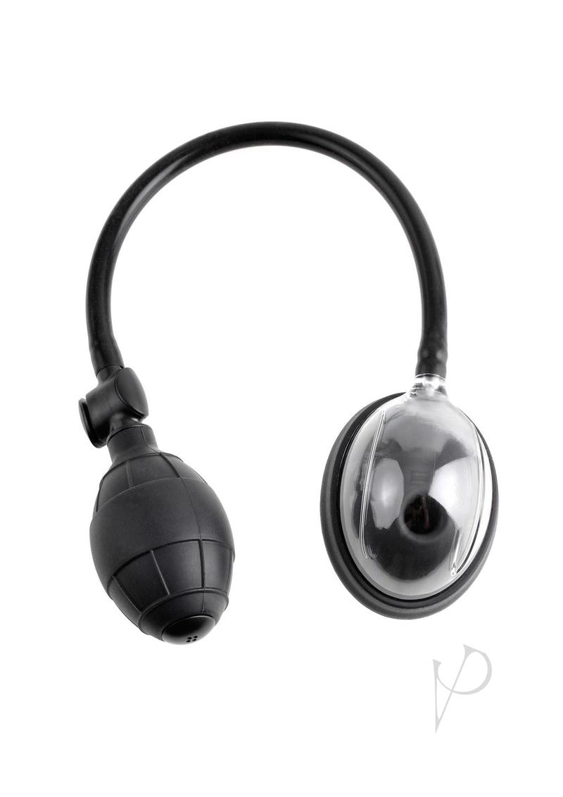 Fetish Fantasy Series Mini Pussy Pump Black and Clear with medical-style ball pump for enhanced pleasure.