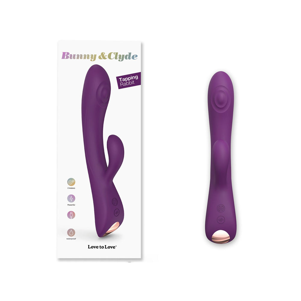 Love To Love Bunny & Clyde Purple Rain Rabbit Vibrator with sleek design and tapping feature.
