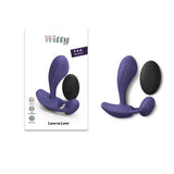 Love To Love Witty Prostate Vibrator Midnight Indigo with remote control on white background