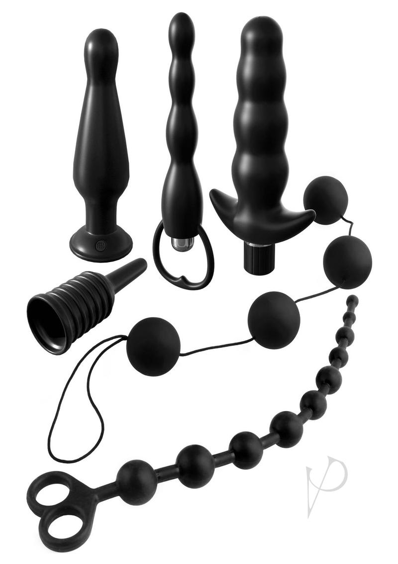 Anal Fantasy Collection Silicone Deluxe Fantasy Kit Black featuring versatile anal play pieces for pleasurable exploration.