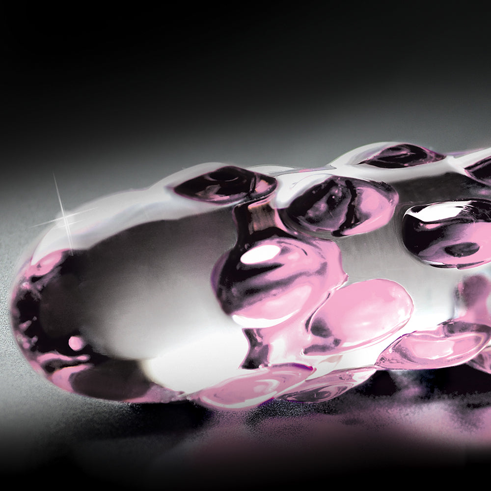 Icicles No. 7 Textured 7 inches Glass Dildo Pink/Clear