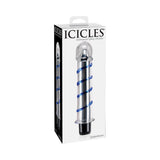 Icicles No. 20 Ribbed Vibrating 7.5 inches Glass Dildo Blue/Clear