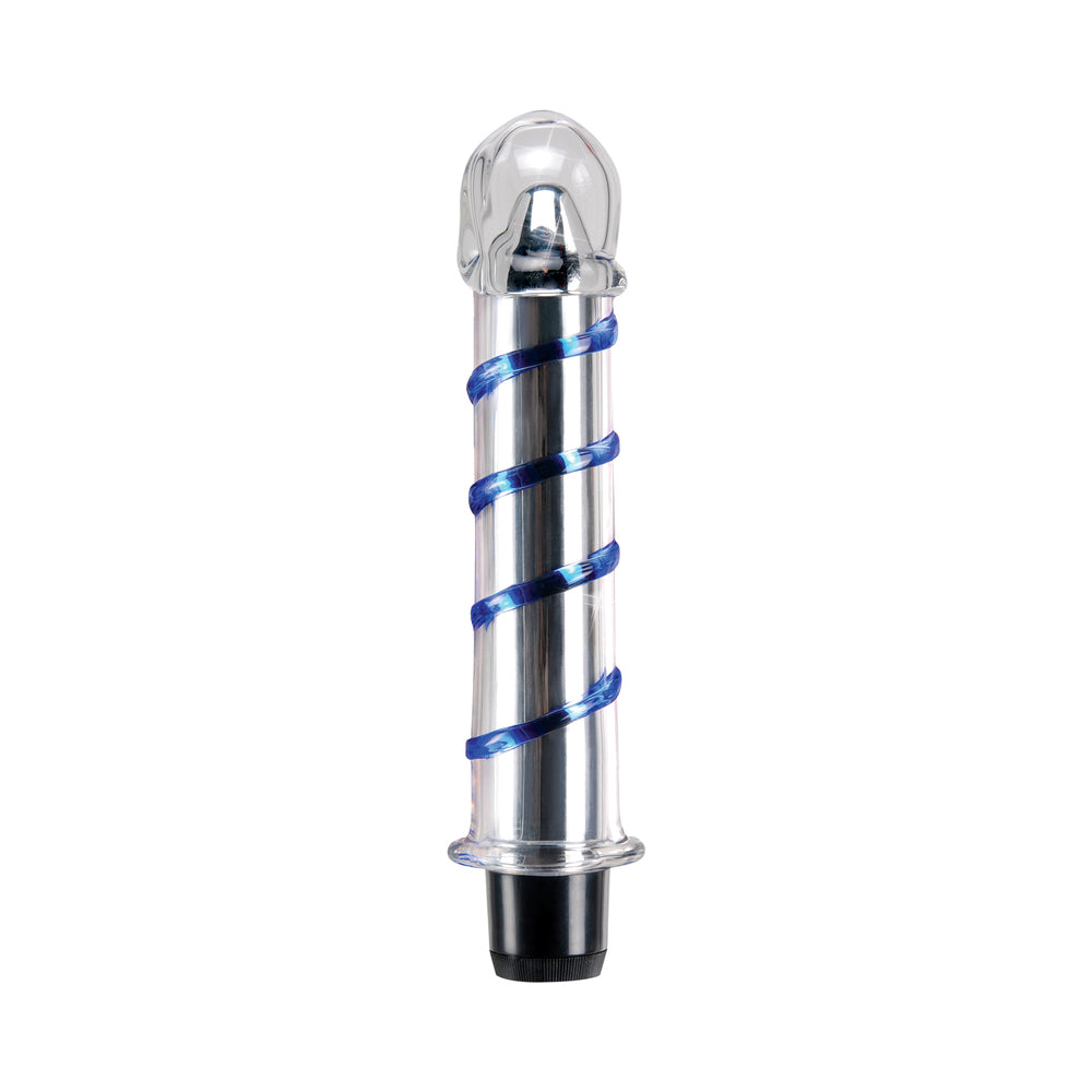 Icicles No. 20 Ribbed Vibrating 7.5 inches Glass Dildo Blue/Clear