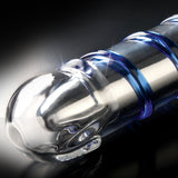 Icicles No. 20 Ribbed Vibrating 7.5 inches Glass Dildo Blue/Clear