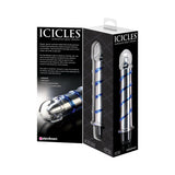 Icicles No. 20 Ribbed Vibrating 7.5 inches Glass Dildo Blue/Clear