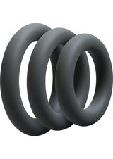 OptiMALE 3 C-Ring Set Silicone Cock Ring Thick Slate three silicone rings in different sizes for enhanced performance.