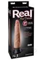 Real Feel Deluxe Wallbanger Vibrating Dildo 7 inch Vanilla packaging showcases lifelike design and suction cup technology.