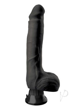 Real Feel Deluxe No 7 Wallbanger Vibrating Dildo Black displayed in a lifelike and realistic design.