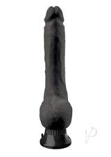 Real Feel Deluxe No 7 Wallbanger Vibrating Dildo Black with lifelike texture and powerful suction base.