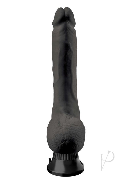 Real Feel Deluxe No 7 Wallbanger Vibrating Dildo Black with lifelike texture and powerful suction base.