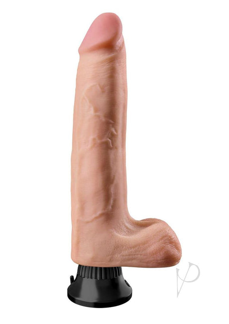 Real Feel Deluxe No 10 Wallbanger Vibrating Dildo Vanilla with lifelike texture and secure suction base.