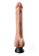 Real Feel Deluxe No 12 Wallbanger Vibrating Dildo Vanilla with lifelike detail and suction base for versatile use.