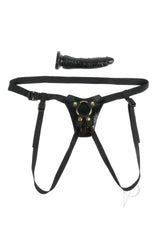 Fetish Fantasy Gold Designer Strap-On 7 inch Black Gold with adjustable harness and dildo.