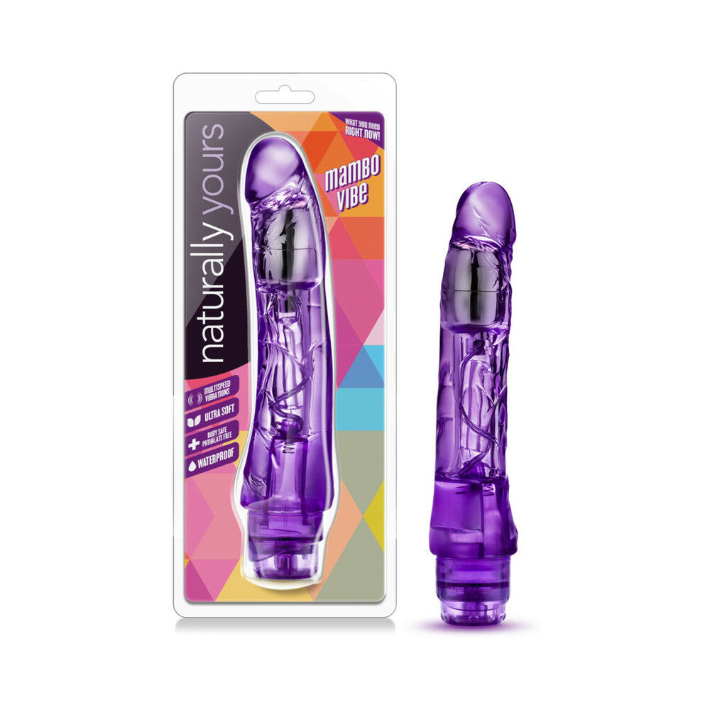 Naturally Yours Mambo Vibe Realistic 9 inches Vibrating Dildo Purple