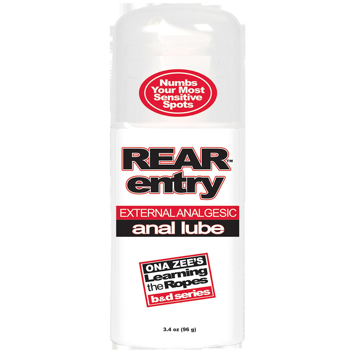 Ona Zee Rear Entry Desensitizing Anal Lube 3.4 Oz bottle for smooth anal play and comfort, features numbing formula