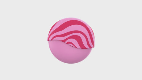 ROMP Spin Travel Rechargeable Clitoral Stimulator in a pink design with wavy patterns.