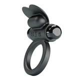 Pretty Love Debonaire Vibrating Rabbit Cock Ring Black featuring a sleek design and clitoral stimulation feature.