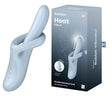 Satisfyer Heat Flex 4 Warming Rabbit Vibrator Blue packaging and product design featuring rotation and warming features.