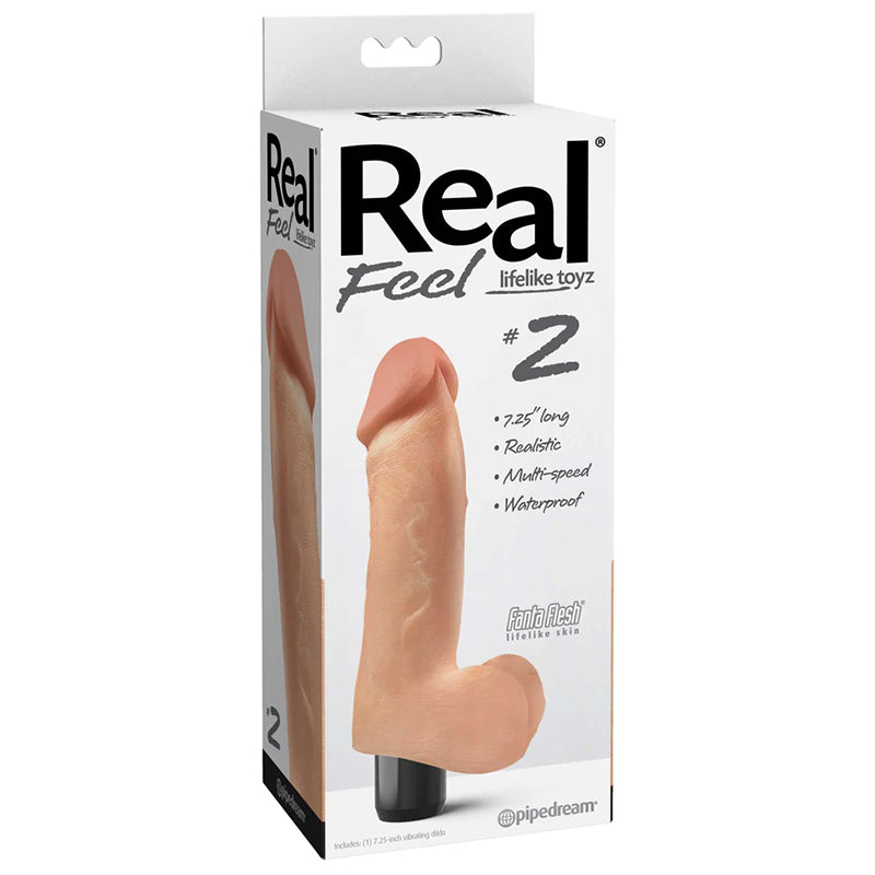 Real Feel Lifelike Toyz No. 2 Realistic 7.25 inches Vibrating Dildo With Balls Beige