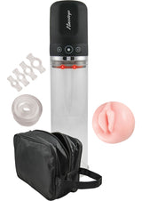 Nasstoys Travel Pump Compact Penis Pump Kit with pump, attachments, sleeve, and travel bag.