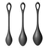 Satisfyer Yoni Power 2 Kegel Ball Set Black three different sizes and weights for pelvic floor training.