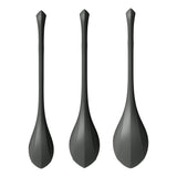 Satisfyer Yoni Power 2 Kegel Ball Set Black, three-piece pelvic floor training system in black.