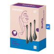Satisfyer Yoni Power 2 Kegel Ball Set Black, pelvic floor training system, three-piece set for strength building.