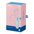 Satisfyer Threesome 1 Lay-On Vibrator Light Blue packaging displaying modern design and vibrant colors.
