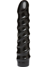 Vac-U-Lock CodeBlack Raging Hard-Ons Dildo 8 Inch Black with a unique spiral shaft for enhanced stimulation.