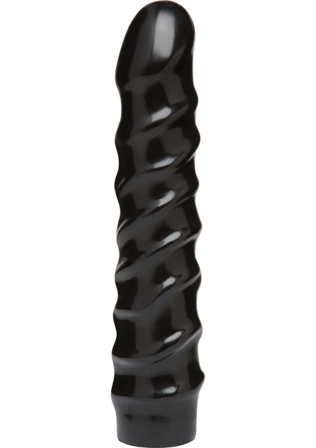 Vac-U-Lock CodeBlack Raging Hard-Ons Dildo 8 Inch Black with a unique spiral shaft for enhanced stimulation.