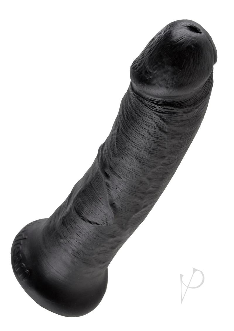 King Cock 8 inch Realistic Suction Cup Dildo Black with lifelike details and strong suction base for versatile play.
