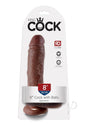 King Cock Dildo with Balls 8 inch Chocolate showcased in packaging with suction base.