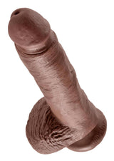 King Cock Dildo with Balls 8 inch Chocolate featuring a lifelike design and a strong suction cup base for versatile use.