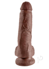 King Cock Dildo with Balls 8 inch Chocolate featuring a lifelike design and strong suction cup base.