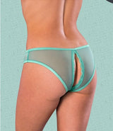 Sweetums Crotchless Panty with Wipes Mint 2XL featuring a daring and playful design in mint green.