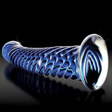 Icicles No. 29 Curved Textured 7.25 inches Glass Dildo Blue