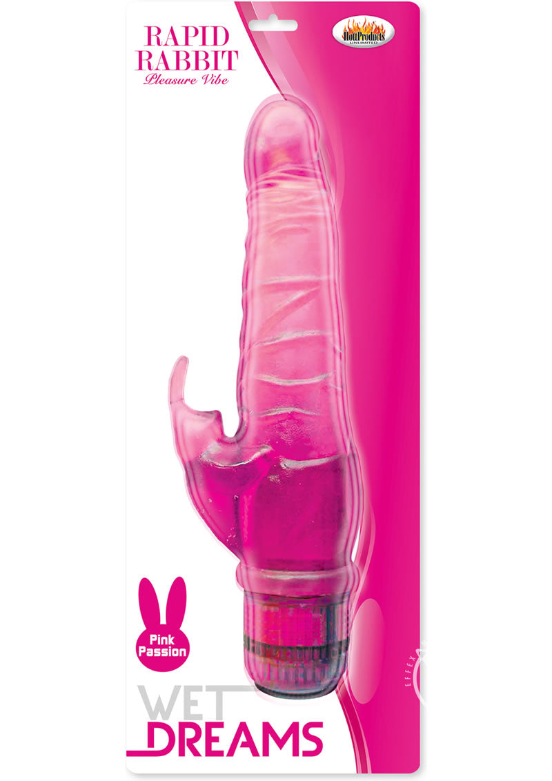 Wet Dreams Rapid Rabbit Pleasure Vibe Pink Passion with dual-action stimulation for enhanced pleasure.