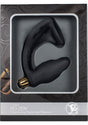 Ro-Zen Vibrating Silicone Cock Ring with Butt Plug Black in packaging with sleek design and 7 speed options.