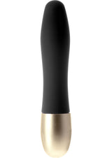 ME YOU US Discretion Mini Vibrator Black with a sleek black body and gold aluminum base.