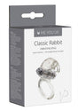 ME YOU US Classic Rabbit Vibrating Cock Ring Clear packaging showcasing the vibrating ring and features.