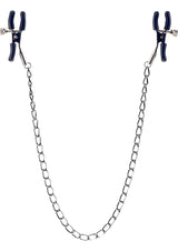 Me You Us Squeeze and Please Nipple Clamps with Chain linked by a durable chain for adjustable pressure.