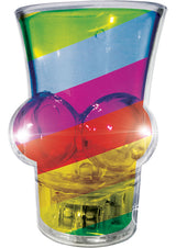 Light Up Rainbow Boobie Shot Glass Multicolor with vibrant rainbow stripes and fun design for celebrations.