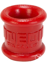 Oxballs Neo-Stretch Neo-Tall Silicone Ball Stretcher Red close-up displaying the soft silicone material and design.