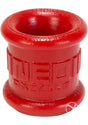Oxballs Neo-Stretch Neo-Tall Silicone Ball Stretcher Red close-up displaying the soft silicone material and design.